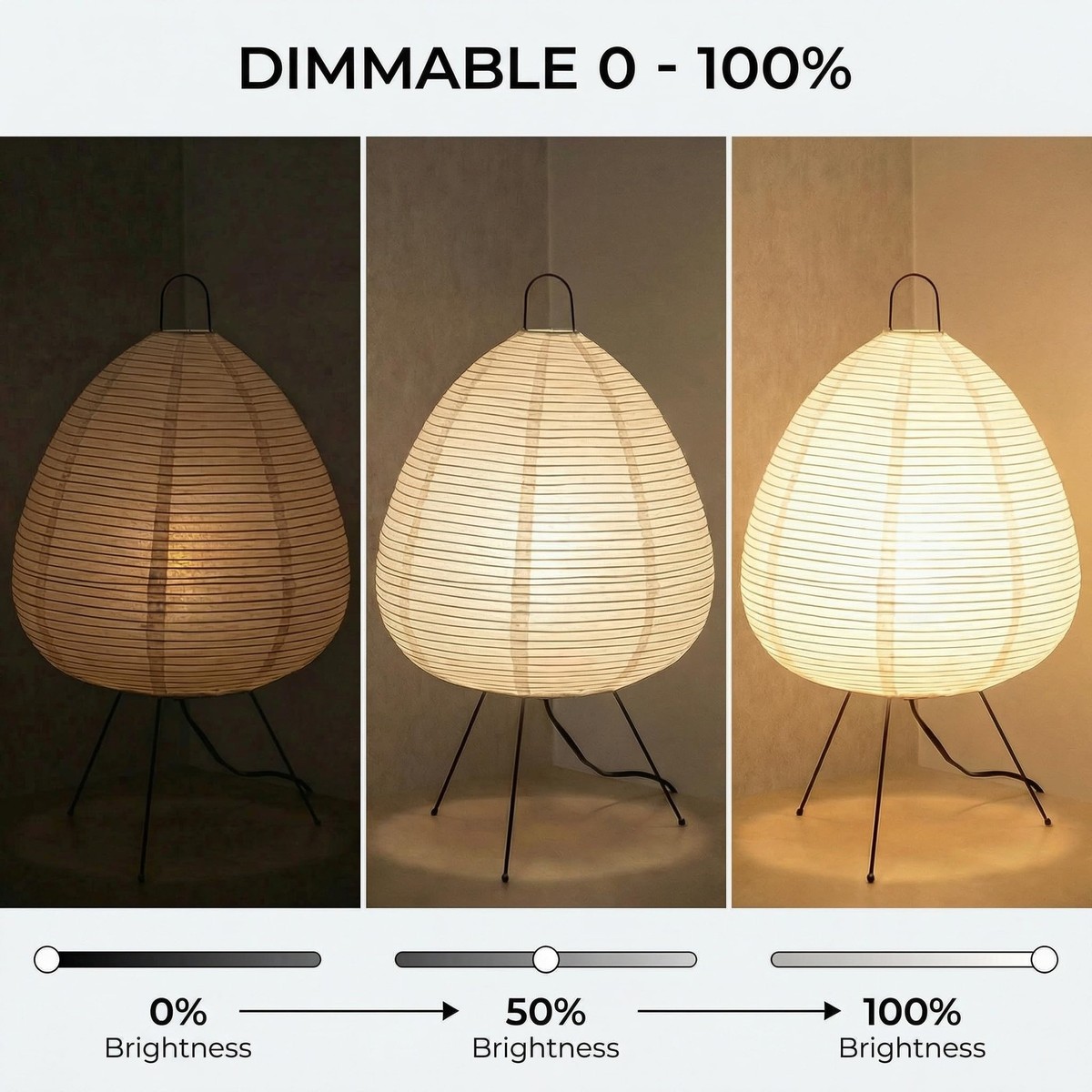Dimmable Japanese Rice Paper Lantern - Cozy Japandi Decor Light | eBay