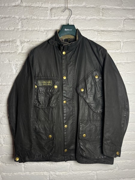 Barbour International A7 Wax Jacket 1992 Navy Blue Vintage C40 UK