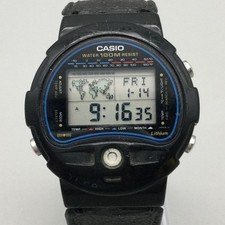 Vintage Casio 815 TS-100 Mens Watch 42mm Black Digital World Time New Battery