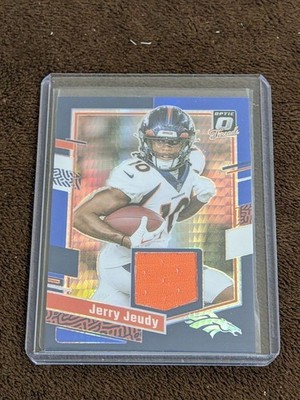2023 OPTIC BLUE HYPER THREADS JERSEY RELIC JERRY JEUDY BRONCOS