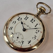F65 SCARCE 18s 24J ILLINOIS BUNN SPECIAL MODEL 6 FLAG SHIP POCKET WATCH! RUNS A+