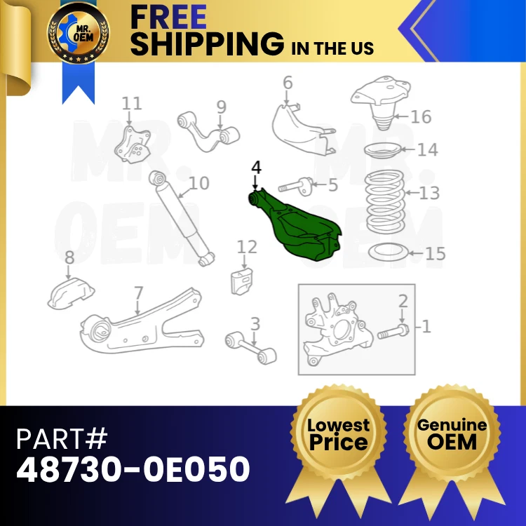 *NUEVO* Brazo de control trasero izquierdo/derecho OEM 2014-2019 Toyota Highlander 48730-0E050 Foto 3 de 3