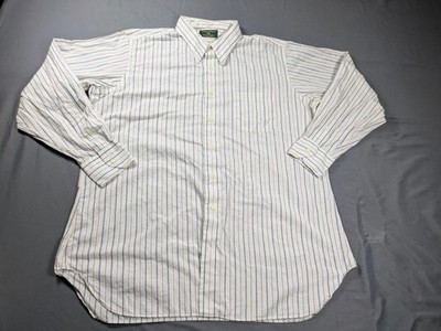 Tom James Shirt Mens 2XL White Stripe Cotton Convertible Cuff Pocket Button Up