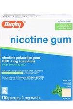 Rugby Nicotine Gum 2mg Original Mint Flavored. 110 Pieces Per Box. 2 PACK