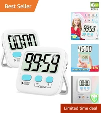 Magnetic 2 Pack Digital Timers - Loud/Silent Countdown for Classroom & Cooking