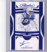 Laiatu Latu Rookie Debut Signature Sapphire /10: 2024 Flawless Football. IND DE!