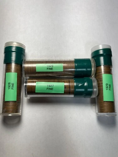 1926, 1927, 1928, 1929 LINCOLN WHEAT CENT (4) ROLLS, all in "fine" 200 coins