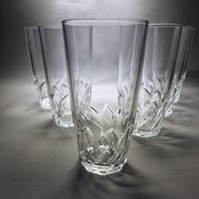  6x Crystal Highball Glasses 300ml 5¼" Twisted Flame Cut Long Tumblers
