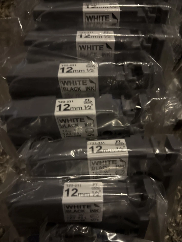 TZ-231 TZe-231 Lote de 23 Para Brother P-Touch 12mm Cinta para Fabricar Etiquetas Blanca 1/2" Foto 3 de 3