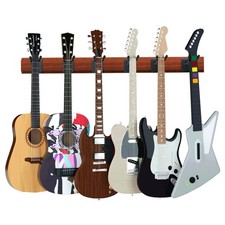 Guitar Wall Mount, Woodgrain Rack with 6 Adjustable Guitar Hangers, Guitar Wa...