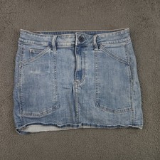 American Eagle Denim Mini Skirt Womens 10 Y2K Hi-Rise Blue Next Level Stretch
