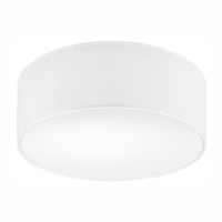 Deckenleuchte Deckenlampe Weiß Ø 35 Cm H: 13 Cm Rund Flach Stoff Blendarm E27