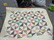 Handmade quilt tulip 40 x47 multicolor pinwheel pattern