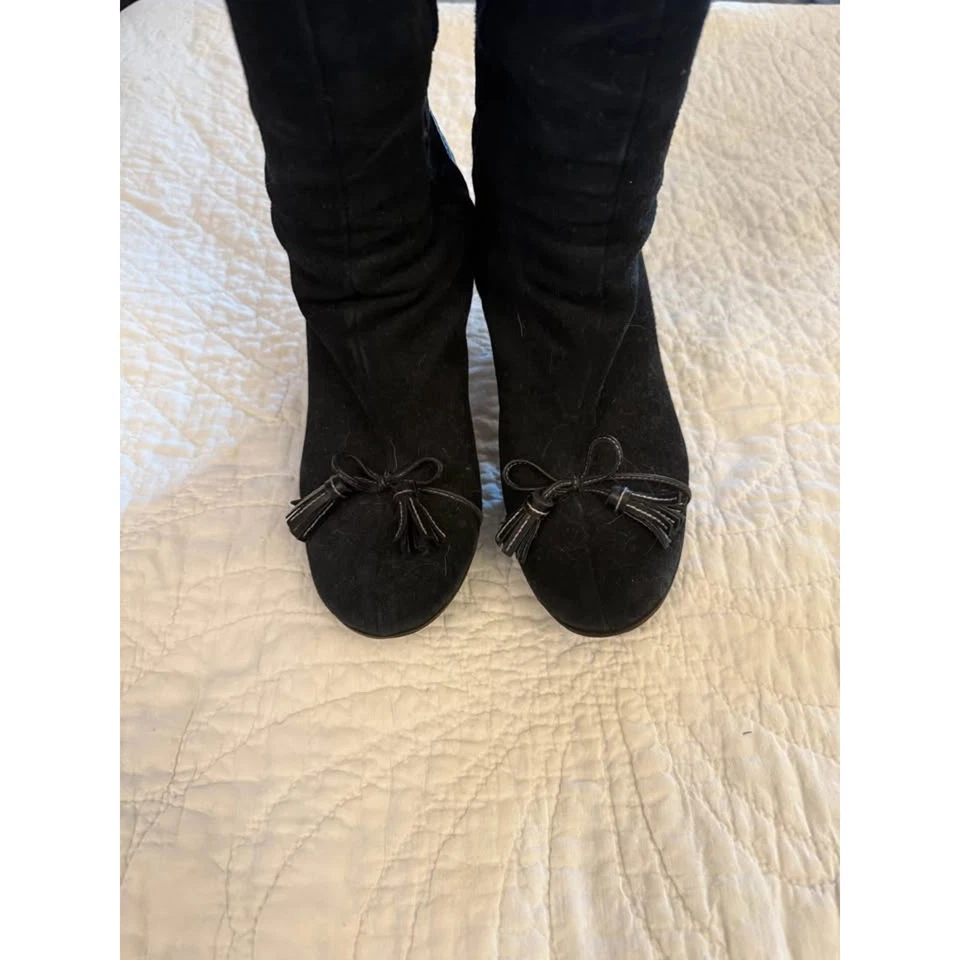 Vintage Kate Spade New York Black Suede Knee-High Boots Made in Italy 8.5  - Изображение 3 из 4