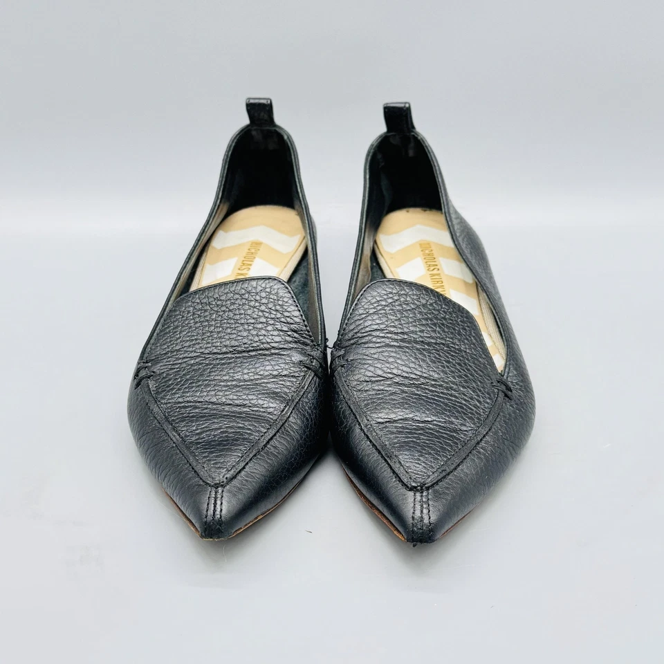 Nicholas Kirkwood Zapatos Mujer 5.5 Negro Cuero Mocasín Beya Punta Dorado Foto 3 de 4