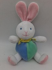 Eden Bunny Rabbit Rattle 6” Plush Stuffed Pastel Colors Baby Vintage Retired