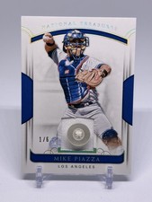 2018 National Treasures Mike Piazza Game Used Button Relic 1/6 Silver Dodgers