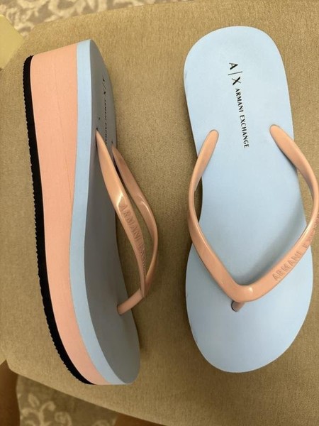 Women Armani Exchange Flip Flops Grey Rubber 38.5