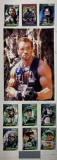 ARNOLD SCHWARZENEGGER Signed Photo 8x12 Predator + Film Cards Collage FRAMED COA
