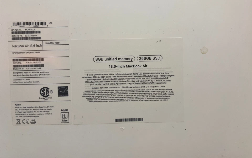 Apple MacBook Air 13.6" (256GB SSD, M2, 8GB) Laptop - Space Gray - MLXW3LL/A... - Image 2 of 2