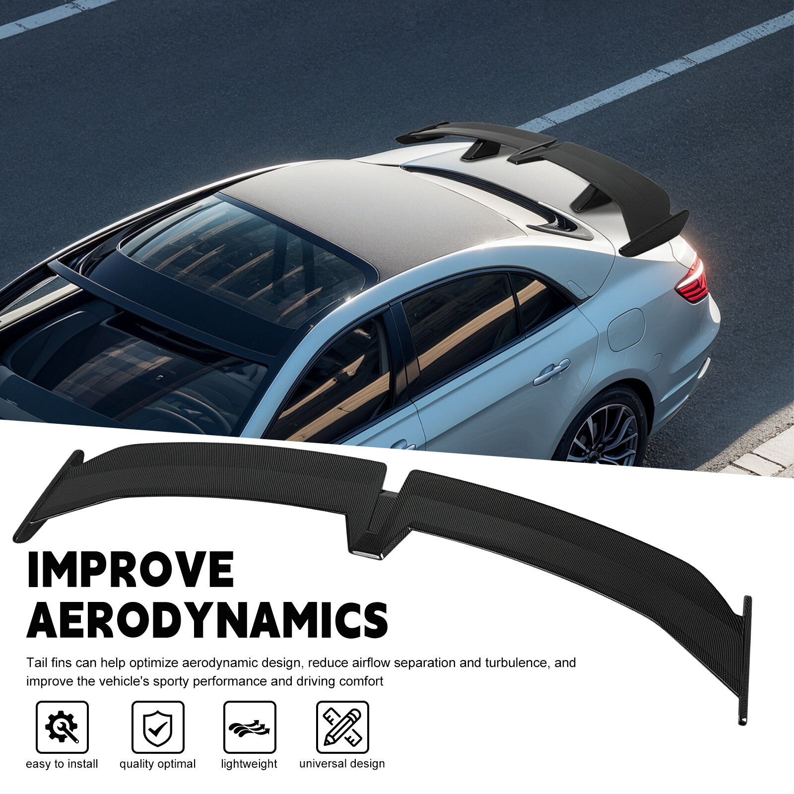 55'' PRO Style Trunk Rear Spoiler GT Wing Carbon For Lamborghini Urus 2018-2025