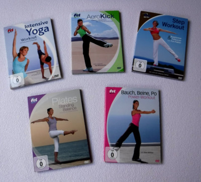 5 DVD´s  ''fit for fun'' : Yoga / Aero Kick / Step Workout / Pilates / B-B-Po