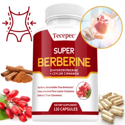 TECEPEC Berberine 250mg Dihydroberberine with Ceylon Cinnamon 4000mg Capsules