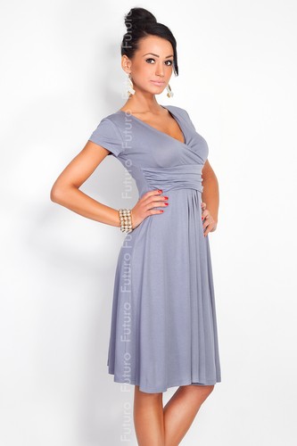 Elegant Womens Dress V Neck Short Sleeve Knee Length Tunic Sizes 8 - 18 8416 - Picture 14 of 17