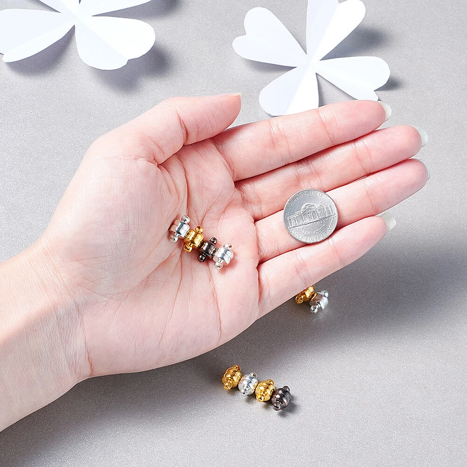 100 Sets Oval Brass Magnetic Clasps DIY Craft Jewelry Findings 11x7mm Hole 1.5mm - Image 3 of 4