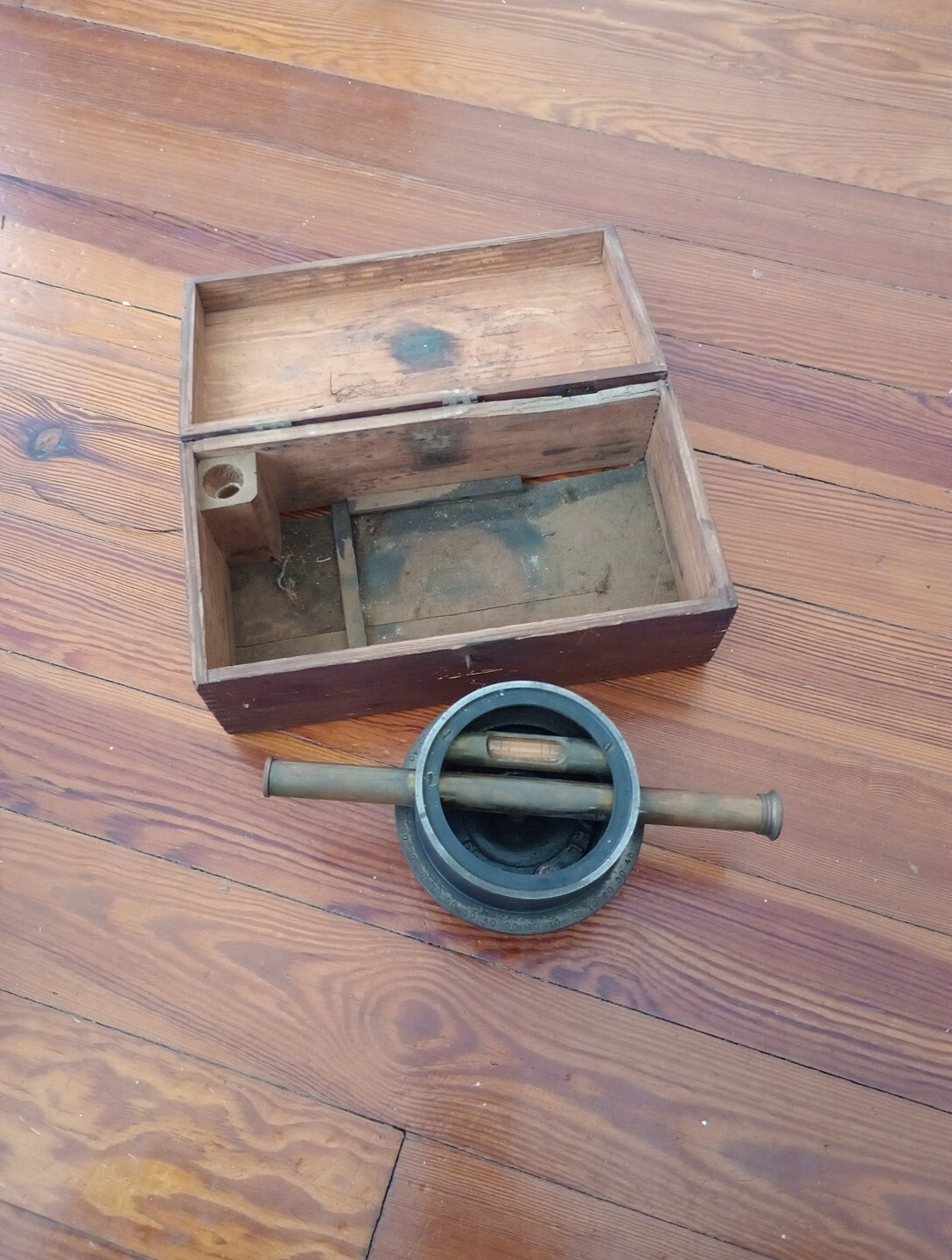 Antique Early Bostrom-Brady mfg Surveying Level Scope W Box brass Alabama Ser.