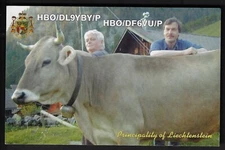 QSL CB CARD"HB0/DL9YBY/P,Hubert Vornholt,Cow & 2 Farmers",Liechtenstein(Q6602)