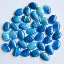 Wholesale 100pcs 10x14mm Natural Blue Line Agate Stone Oval CAB CABOCHON DIY