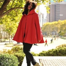 Vaute Couture The Angela Swing Coat Xxl Red Organic Moleskin Insulated Vegan