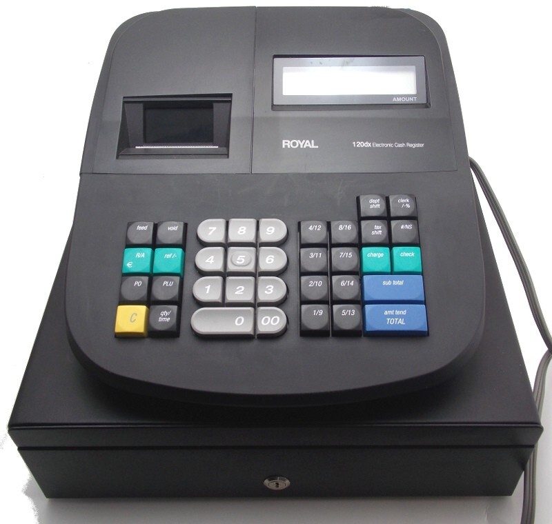Royal 120DX Electronic Cash Register 52104YFE No Key Tested Needs