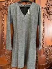 NWT MADEWELL SHORT DRESS EMPIRE WAIST GRAY MARL L LARGE 10 12 WASHABLE FALL SOFT