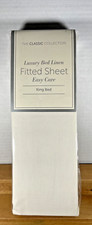 NEW The Classic Collection Luxury Bed Linens Poly/Cotton KING Fitted Sheet CREAM