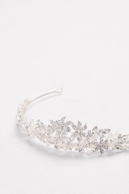 Crystal and Pearl Floral Tiara DAVID\'S BRIDAL In Box With Tags David main image 2