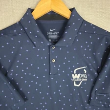NIKE x WM OPEN 16th HOLE + Jacquard Mens Polo Shirt Size Small Wicking Golf Blue