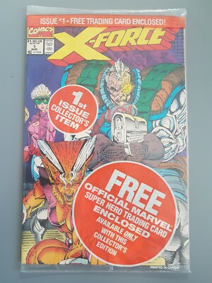 X-FORCE #1 BAGGED + SUNSPOT GIDEON CARD COMIC NEAR MINT AUGUST 1991NEVER OPENED
