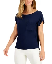MSRP $50 Style & Co Dolman-Sleeve Top Navy Size Small