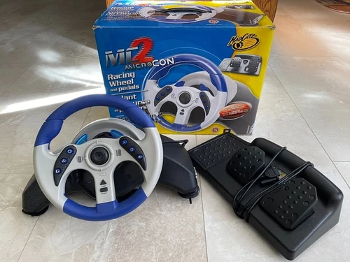 Playstation 2 PS2 Mad Catz MC2 MicroCon Racing Wheel PS 1 Compatible w/ BOX!