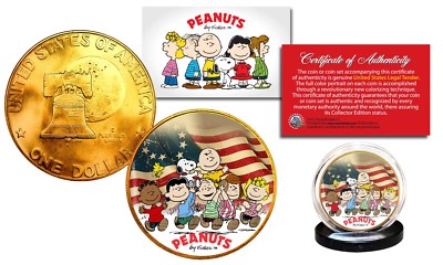 1976 PEANUTS Snoopy 24K Gold Plated IKE Eisenhower Dollar Coin