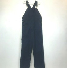 Vintage Cleveland Work Wear Bib Overalls size 38 Navy Blue Button Fly USA P1