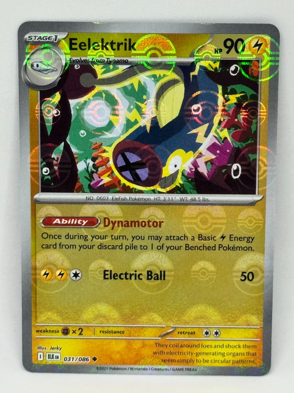 Pokemon TCG Eelektrik (Poke Ball Pattern) 031/086 Sv: Black Bolt Holo NM