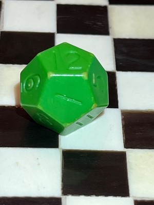 WOW CONDITION! Vintage Mentzer d12 green uninked rpg ad&d dice 120823@