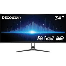 Deco Gear 34 inch Curved Ultrawide Business Monitor, 3440x1440, 100Hz, HDR - Ope