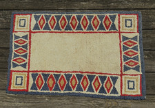 Vintage Hand Woven Wool Area Rug 36 x 23