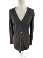 Adrienne Vittadini Italian Cashmere M Knit Cardigan Sweater Blue Long Sleeve