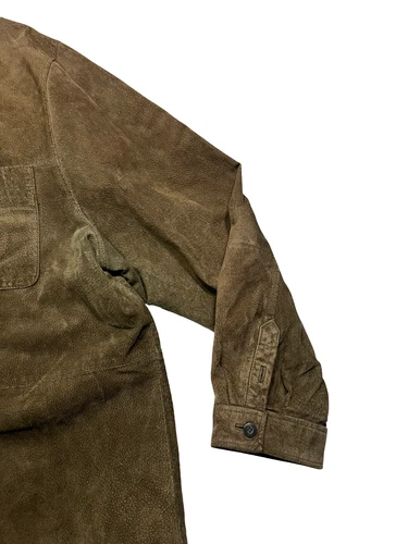 Vtg y2k J. FERRAR Brown Warm SUEDE-LEATHER JACKET Button-Front Coat Men's XXL image 3