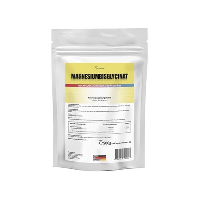 Magnesiumbisglycinat Pure Pulver 500g  - Magnesium Bisglycinat rein ohne Zusätze